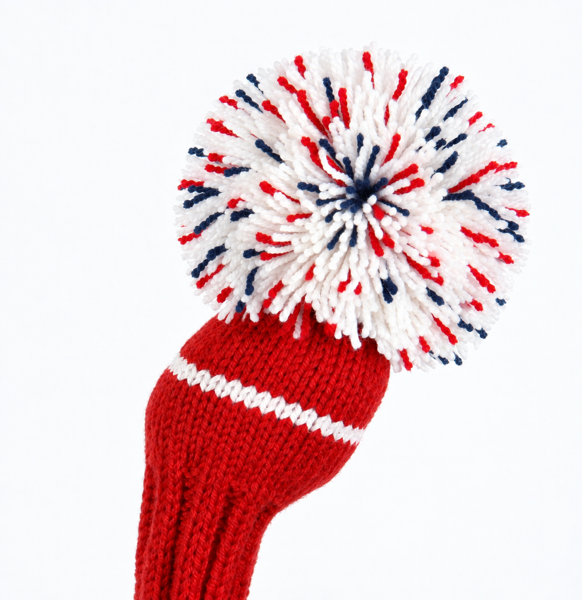 Red & White Driver Headcover, 1 Stripe, Large Pom