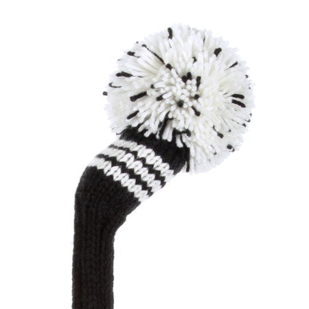 Black & White Fairway Headcover, 3 Stripes, Medium Pom