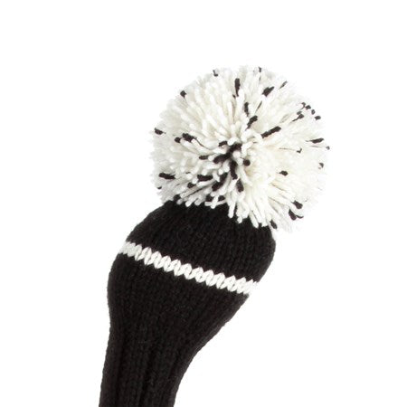 Black & White Driver Headcover, 1 Stripe, Medium Pom